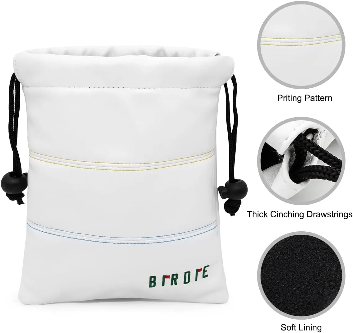 Golf Valuables Pouch - Leather Tee Pouch with Drawstring Closure, Portable Golf Accessories