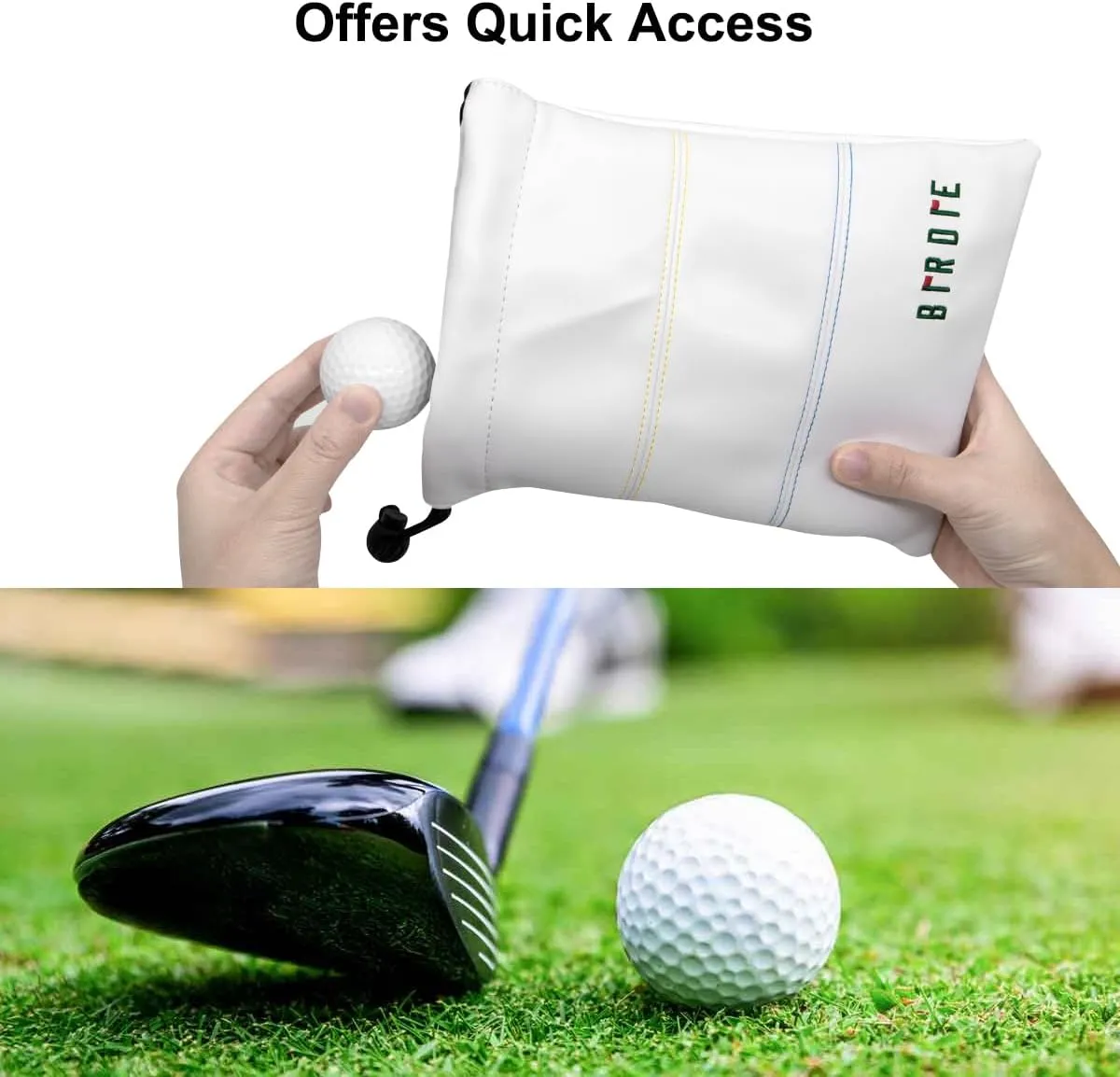Golf Valuables Pouch - Leather Tee Pouch with Drawstring Closure, Portable Golf Accessories