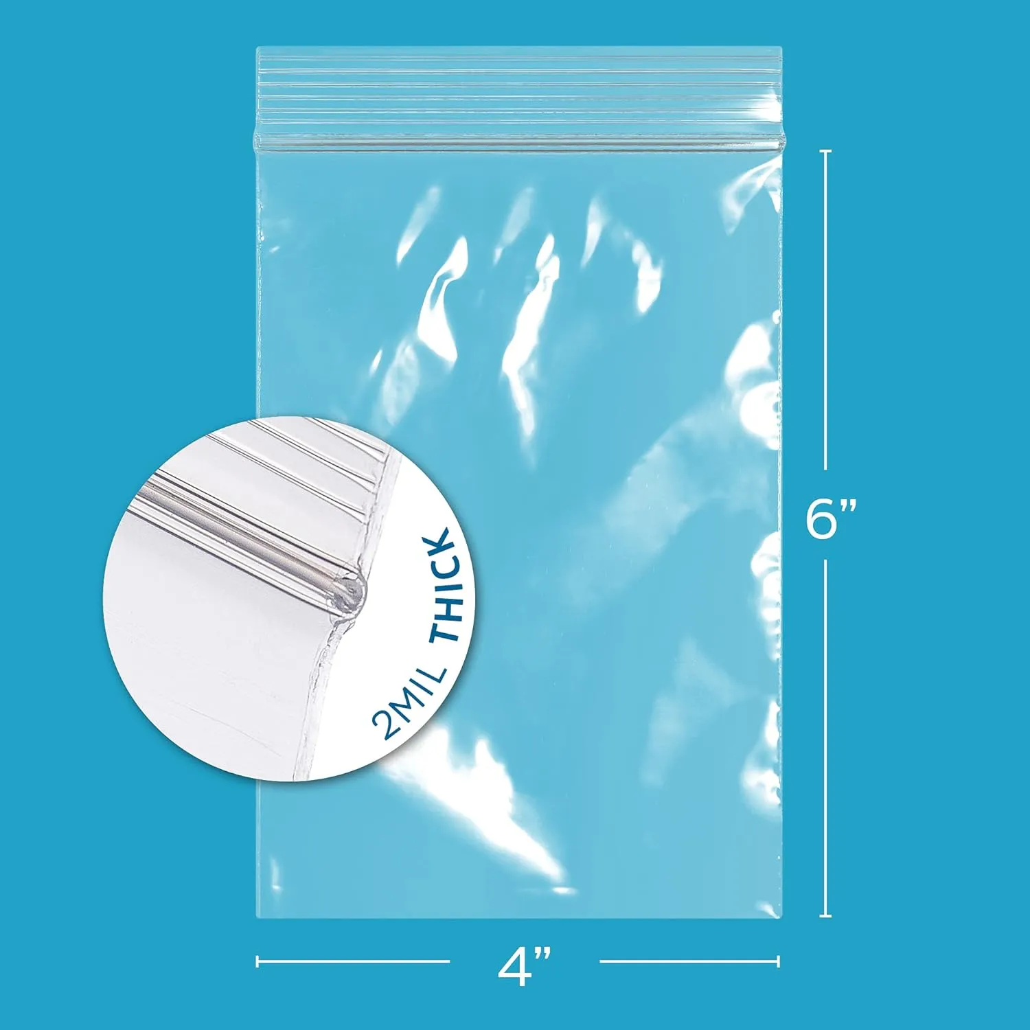 GPI - 4" x 6" - Bulk Pack of 500, 2 Mil Thick, Clear Plastic Reclosable Zip Bags, Hang Hole for Display, Durable Poly Baggies with Resealable Zip Top Lock for Storage, Packaging & Shipping