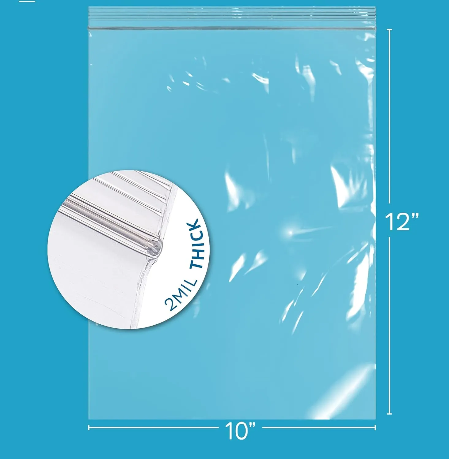 GPI Case of 1000, 10" X 12" Clear Plastic Reclosable Zip Bags - Bulk 2 Mil Thick Strong & Durable Poly Baggies with Resealable Zip Top Lock for Travel, Storage, Packaging & Shipping.
