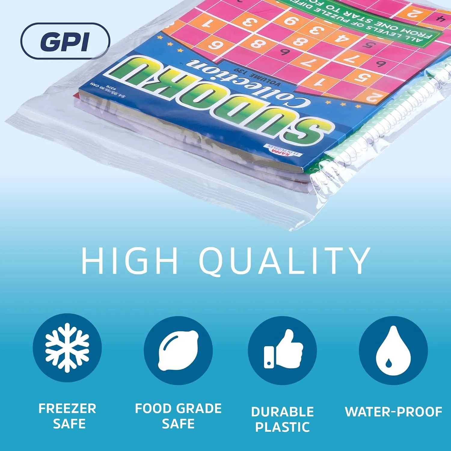 GPI Pack of 200, 12" X 15" Clear Plastic Reclosable Zip Bags - Bulk 2 Mil Thick Strong & Durable Poly Baggies with Resealable Zip Top Lock for Travel, Storage, Packaging & Shipping