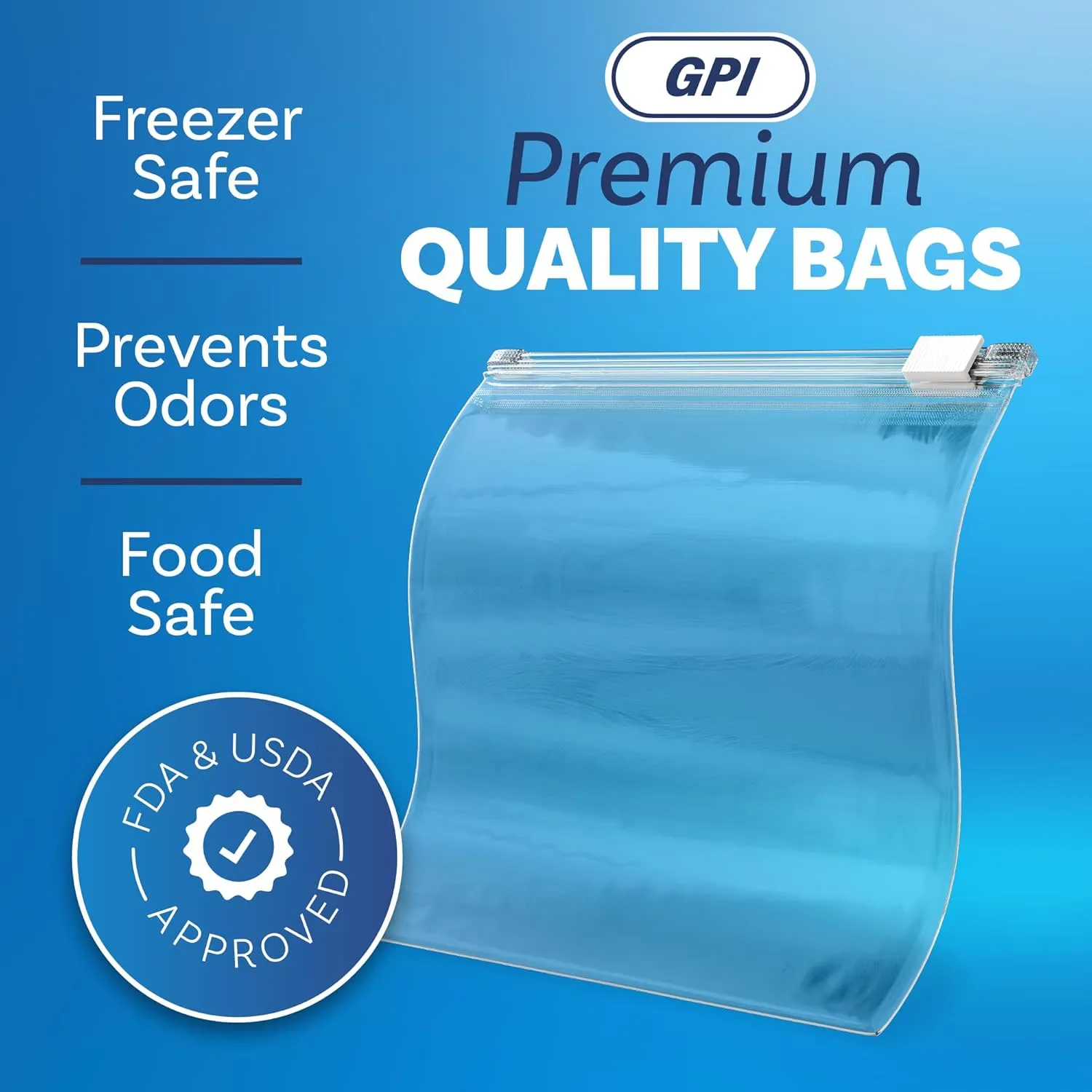 GPI - Slider Zip Food Storage Sandwich Bags, 6" x 6" 3 Mil Heavy Duty, Strong & Durable For Freezer Storage, 200 Count