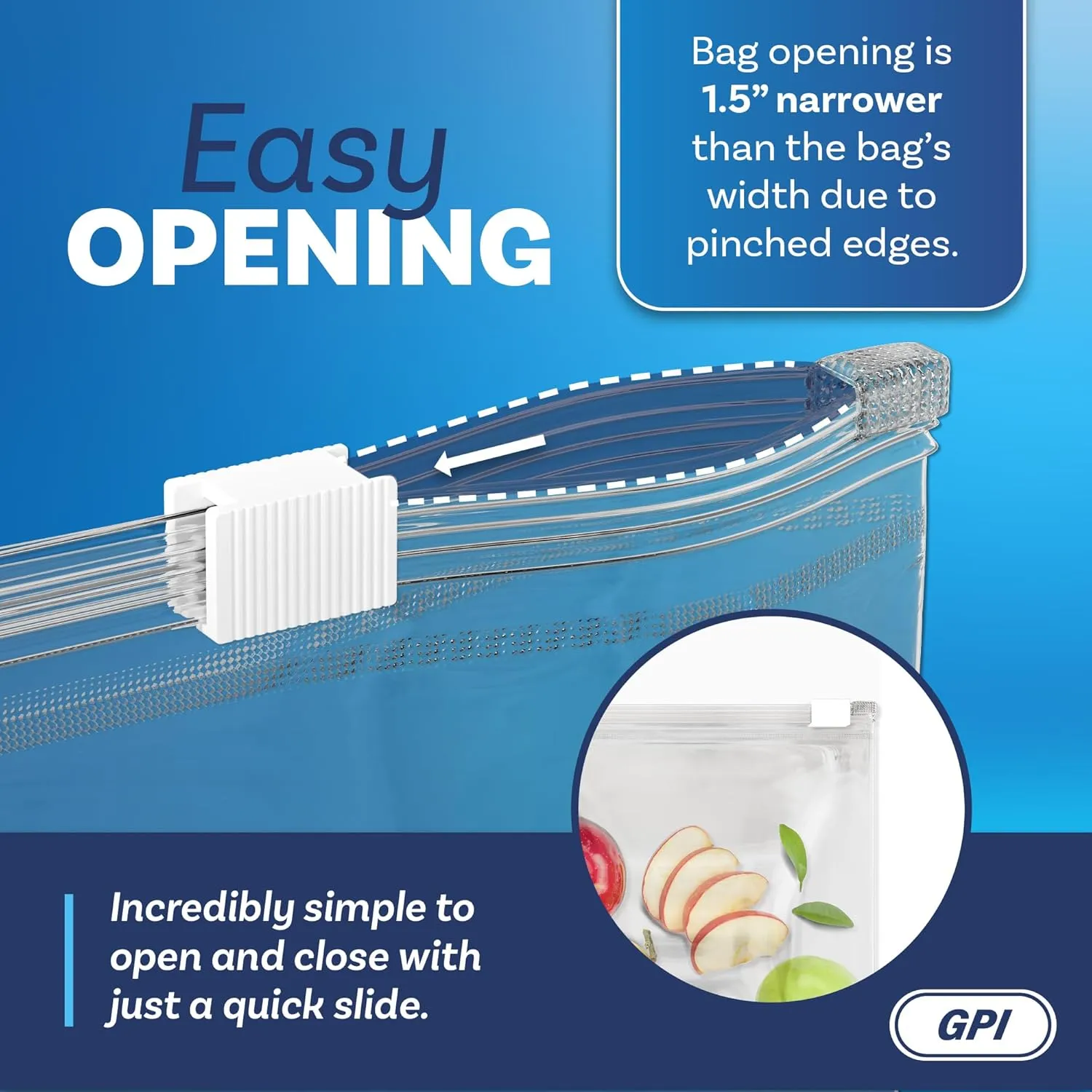 GPI - Slider Zip Food Storage Sandwich Bags, 6" x 6" 3 Mil Heavy Duty, Strong & Durable For Freezer Storage, 200 Count