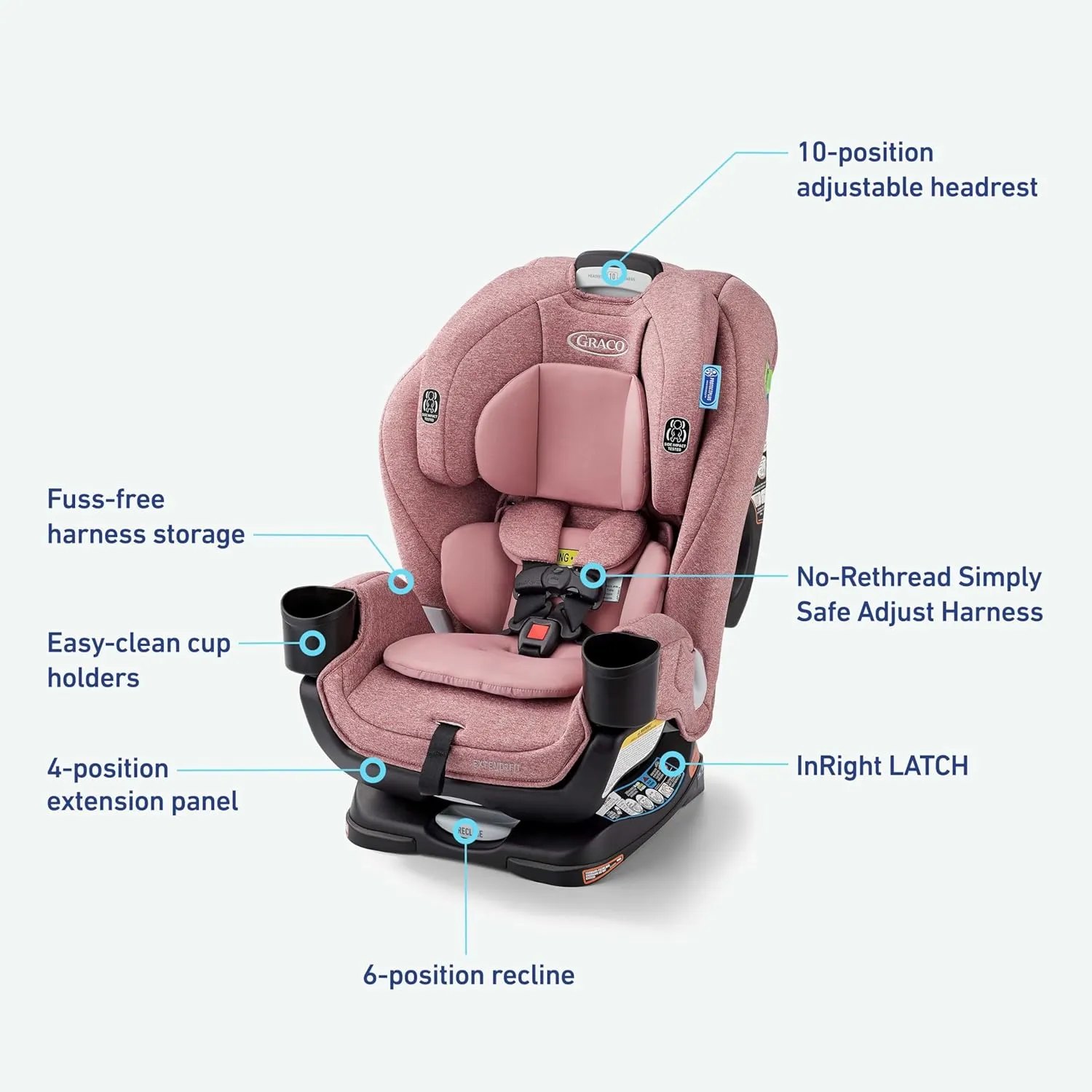 Graco Extend2Fit 3-in-1 Convertible Baby Car Seat, Rear and Forward Facing, Adjustable Extension Panel for Extra Legroom, Talia