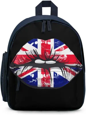 Great Britain England Lips Backpack Cute Mini Laptop Bag Travel Daypacks Adjustable Shoulder Strap Blue-style