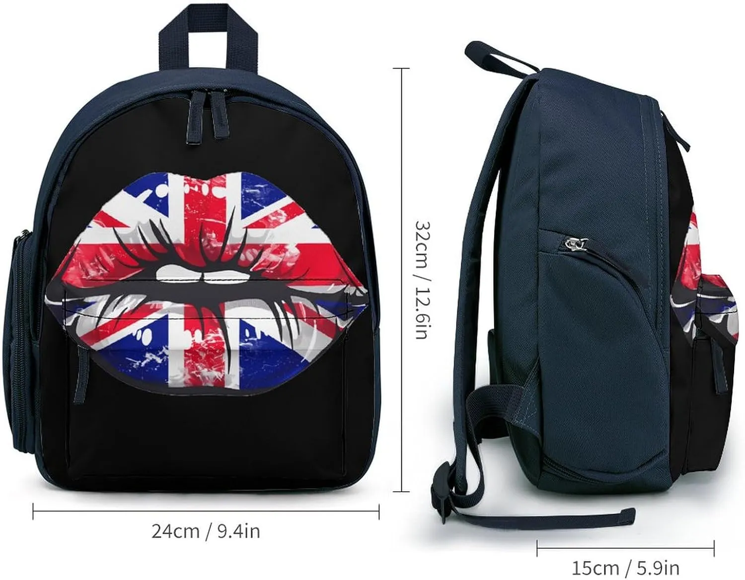 Great Britain England Lips Backpack Cute Mini Laptop Bag Travel Daypacks Adjustable Shoulder Strap Blue-style