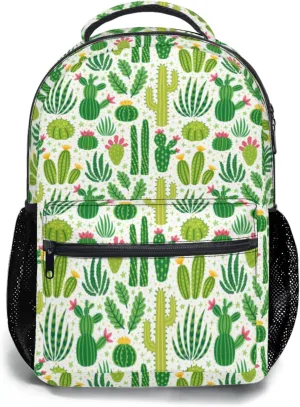 Green Cactus Backpack Tropical Plant School Bookbag for Boys Girls Gift Travel Hiking Camping Sports Daypack Work Laptop Shoulder Bag