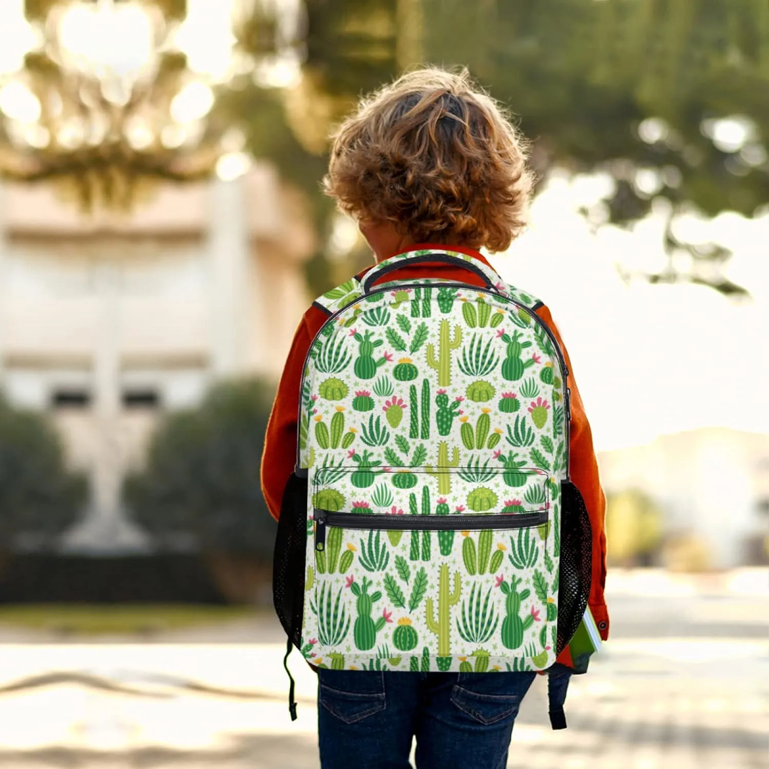 Green Cactus Backpack Tropical Plant School Bookbag for Boys Girls Gift Travel Hiking Camping Sports Daypack Work Laptop Shoulder Bag