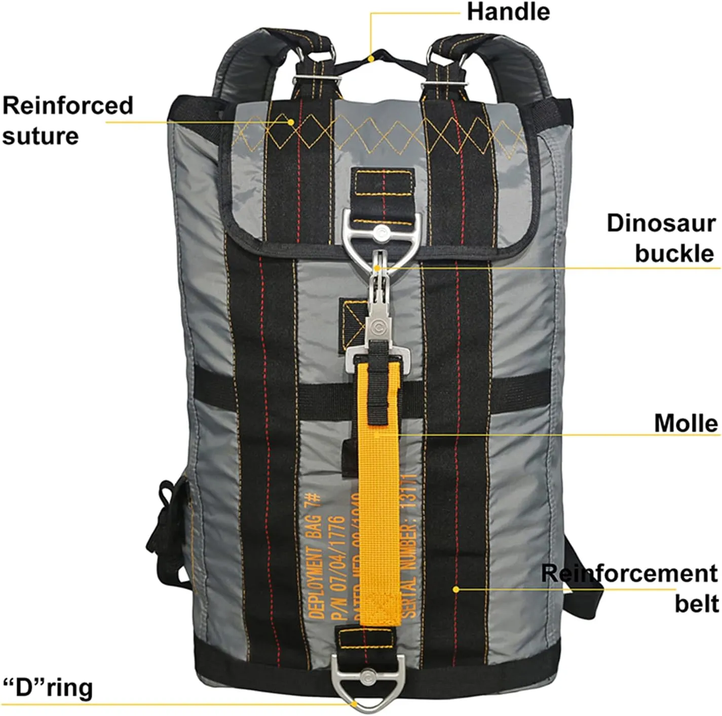 Greencity AIR Force Parachute Buckles Rucksacks Flight Gear Bag Tactical Backpack Deployment Bag,Grey