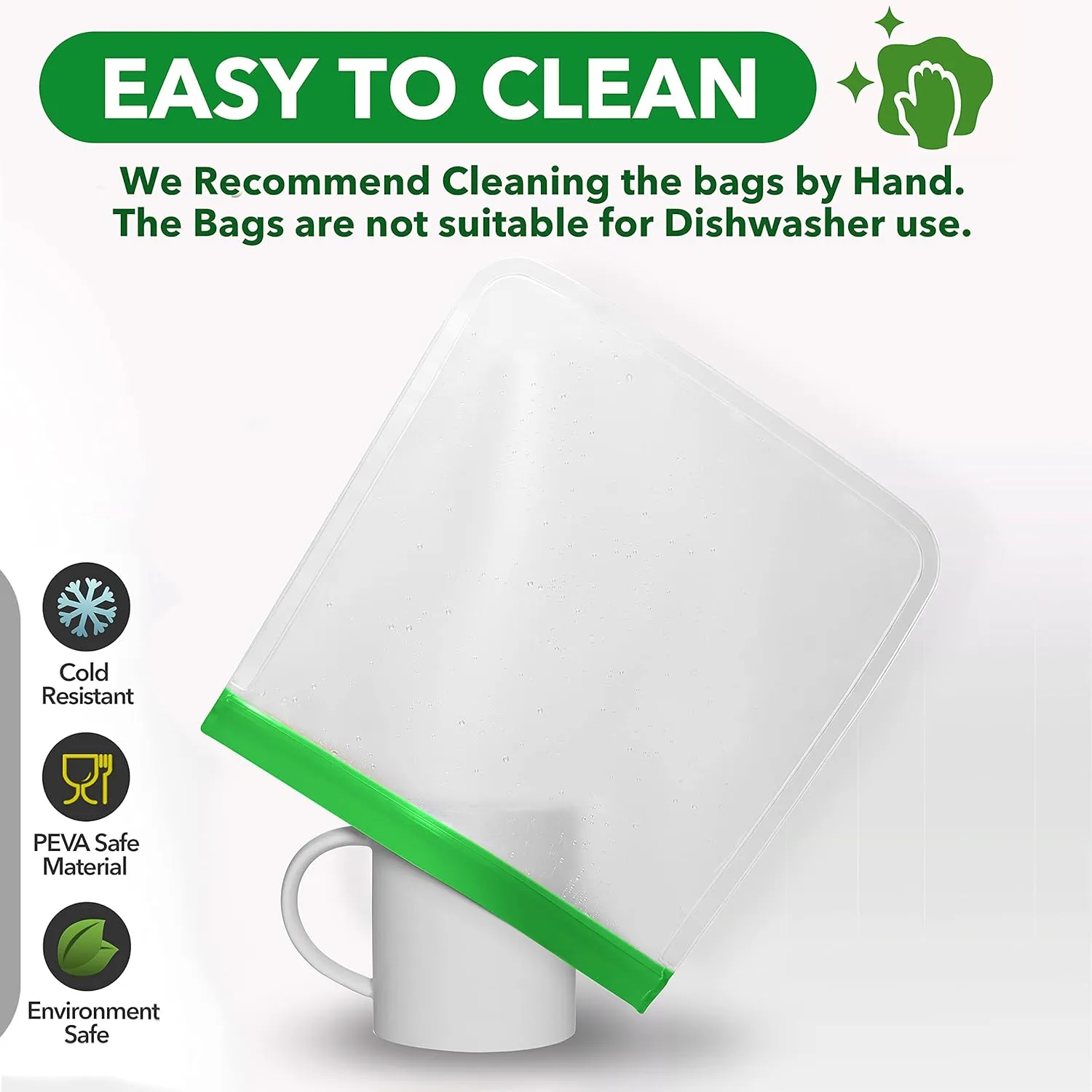 GREENZLA Planet Friendly Reusable Freezer Bags, 8-Pack Extra Thick and Leakproof & Resealable - For Safe Food Storage, Marinating, Snacks, & Meal Prep, Reusable Bags for Food, & Freezer Safety