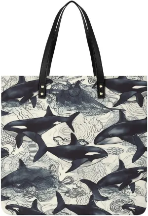 Grocery Bags Killer Whale Bag for Women Lightweight Beach Bag Shoulder Bags for Travel Shopping Work Handbag