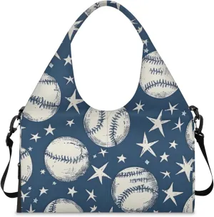 Gym Bag for Women Baseball Star Duffel Bag with Shoe Compartment and Yoga Mat Holder Portable Weekender Bags Travel Tote Bags