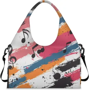 Gym Bag for Women Note Music Duffel Bag with Shoe Compartment and Yoga Mat Holder Portable Weekender Bags Travel Tote Bags