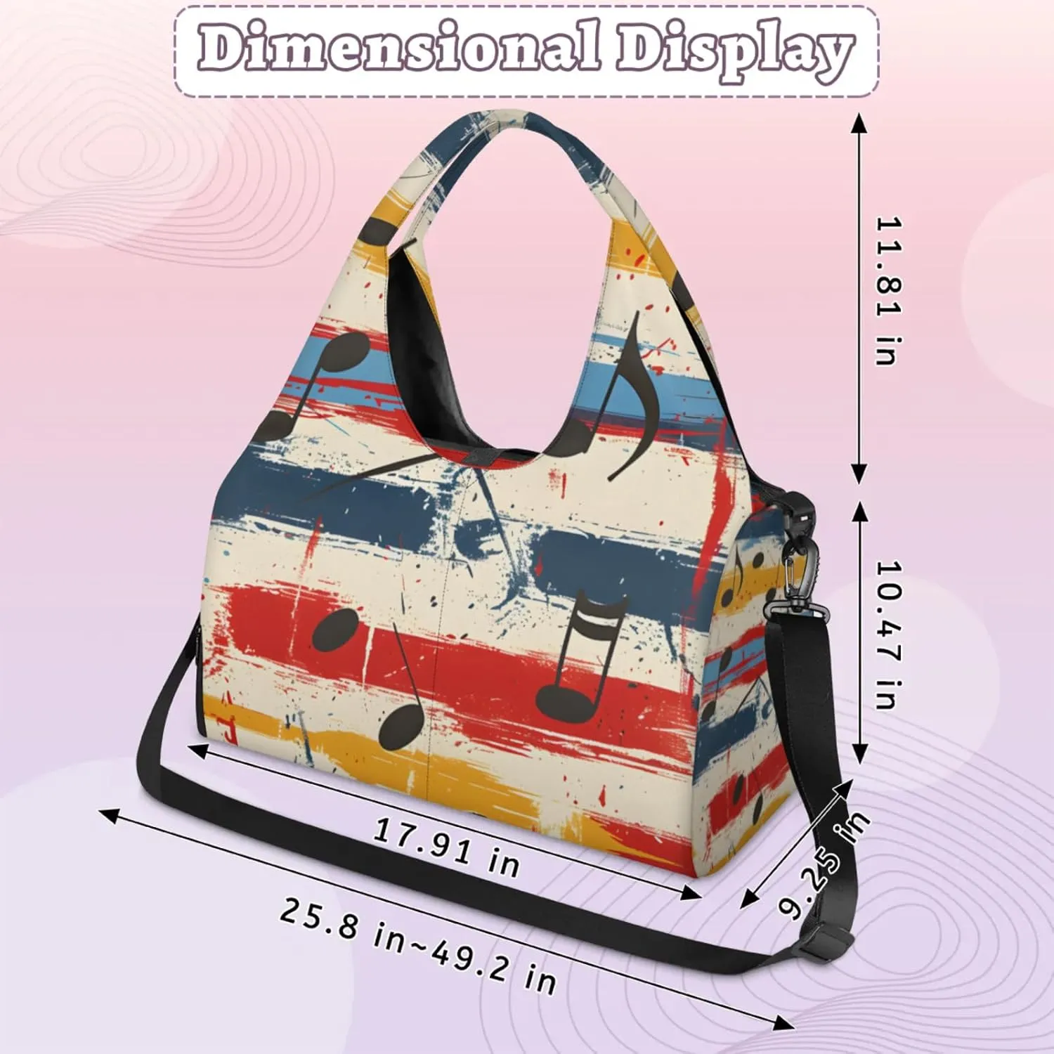 Gym Bag for Women Notes Graffiti Duffel Bag with Shoe Compartment and Yoga Mat Holder Portable Weekender Bags Travel Tote Bags