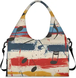 Gym Bag for Women Notes Graffiti Duffel Bag with Shoe Compartment and Yoga Mat Holder Portable Weekender Bags Travel Tote Bags