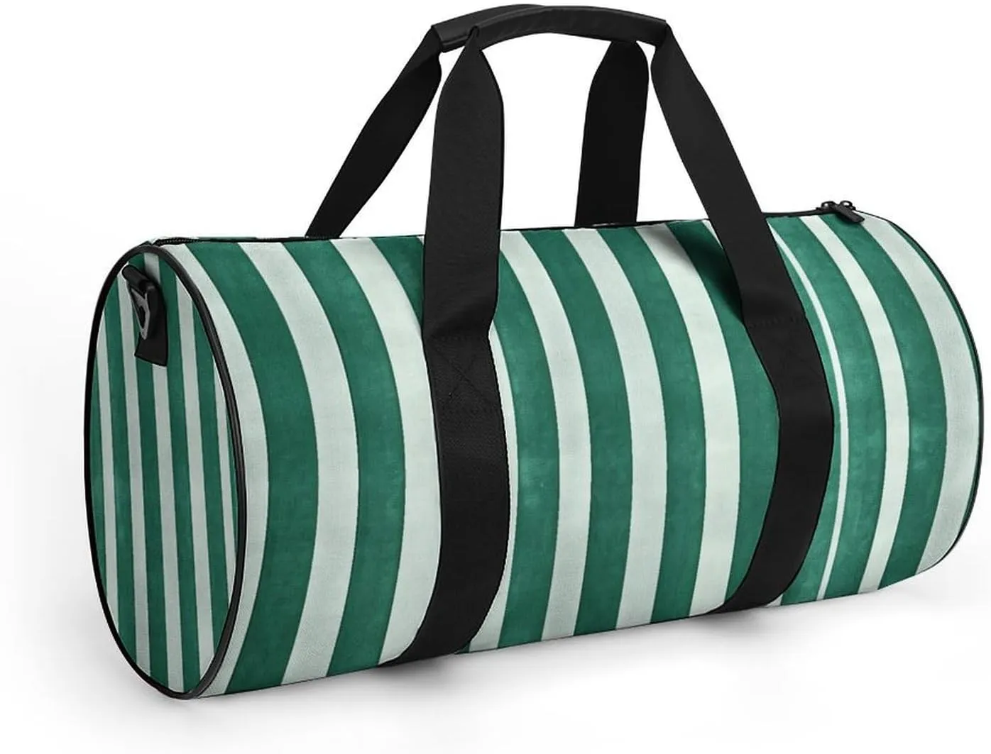 Gym Bag Green Striped Pattern Duffel Bag for Men Women Overnight Bag with Shoe Compartment Workout Bags