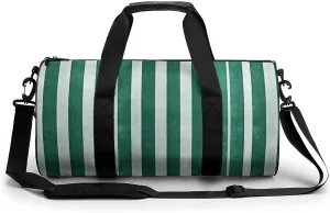 Gym Bag Green Striped Pattern Duffel Bag for Men Women Overnight Bag with Shoe Compartment Workout Bags