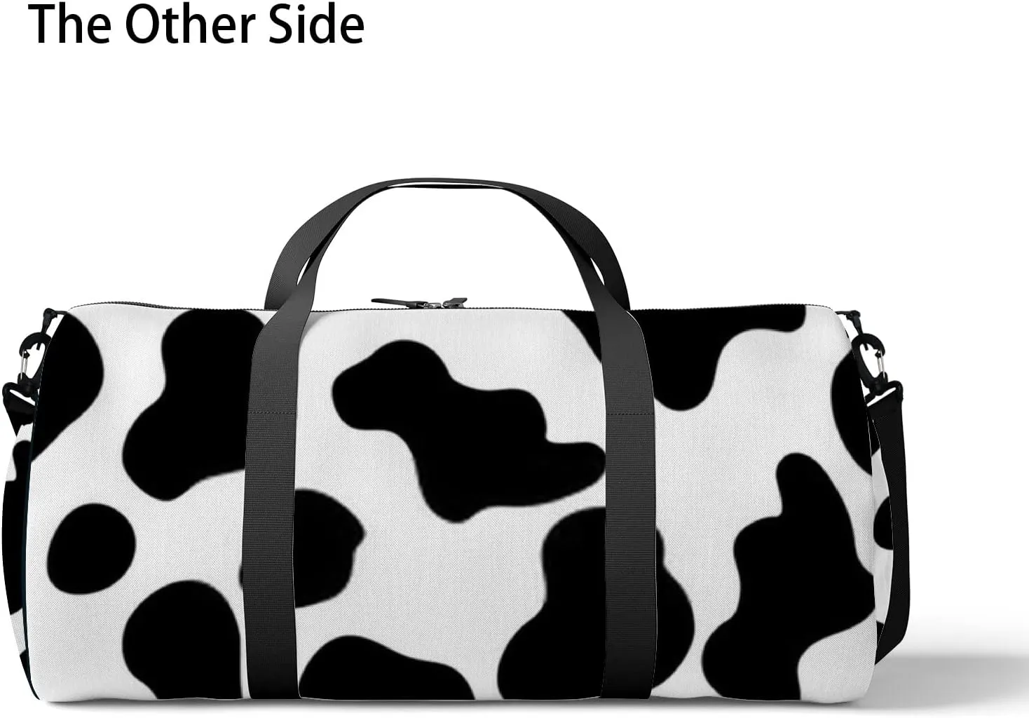 Gym Bag Sports Travel Bag Cow Line Black White Weekender Bags with 2 Side Pocket Lightweight Waterproof Polyester Tote Bag for Swimming Yoga Women Men 9x17.6inch