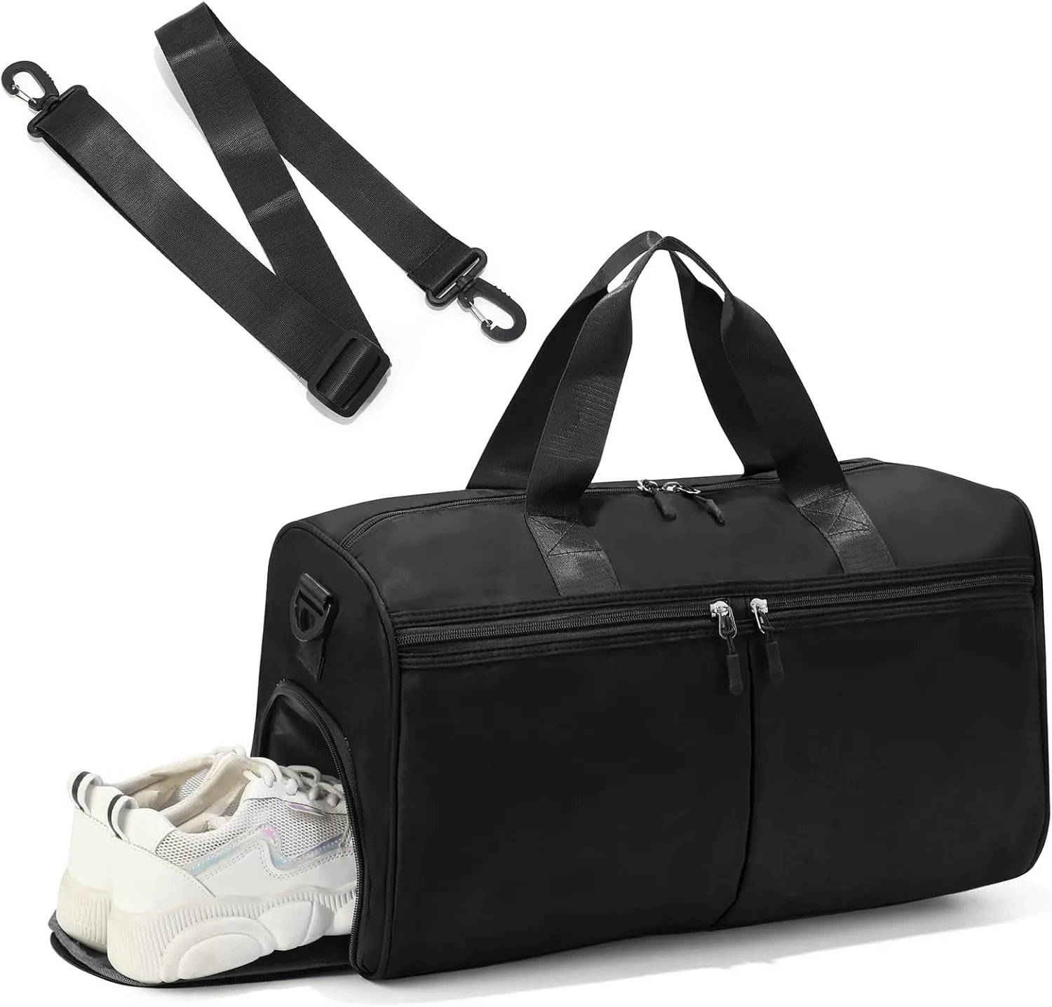 Gym Bag with Shoe Compartment, Weekender Bags for Women, Overnight Bag with Wet Pocket for Luggage Travel Workout Yoga, Black