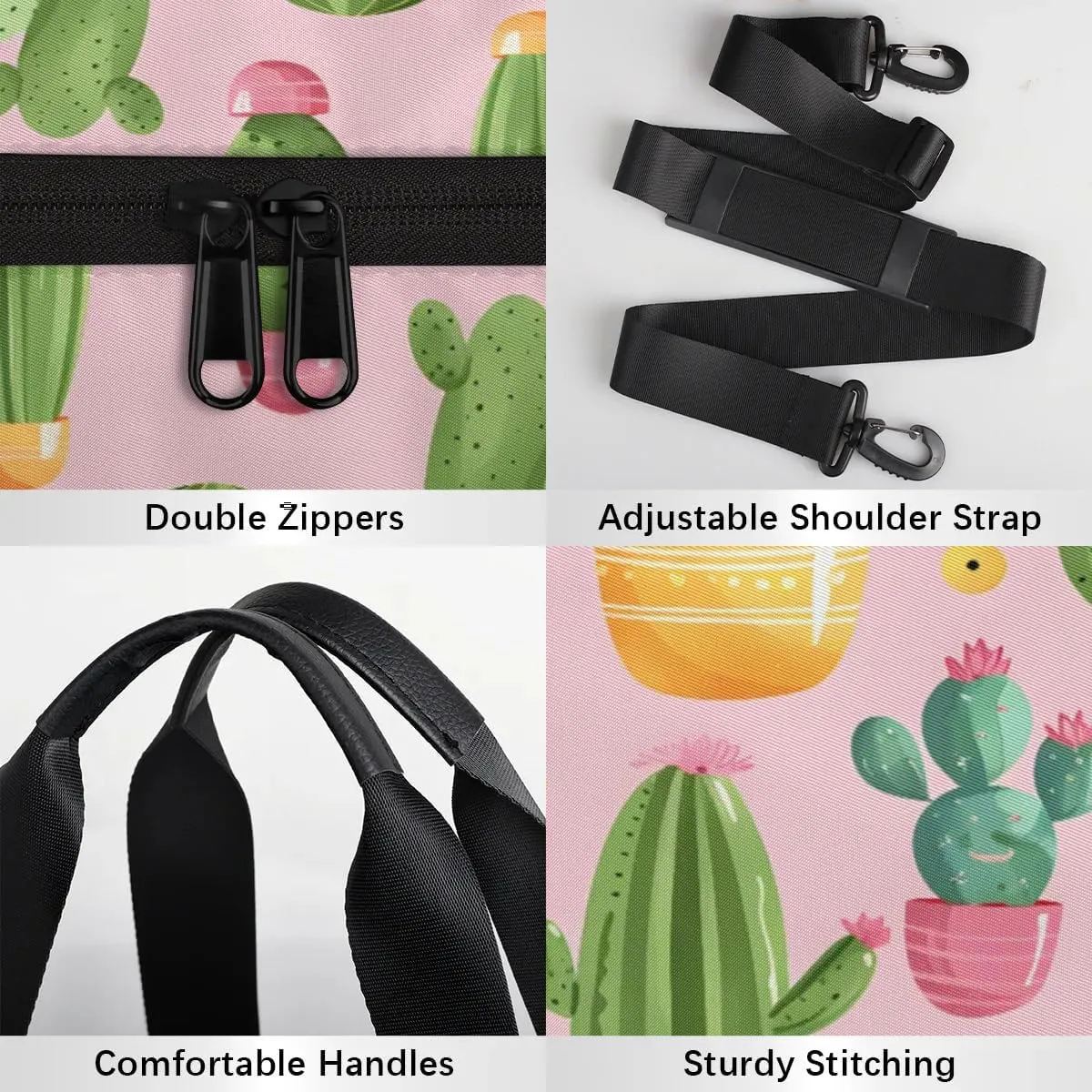 Gym Bags for Men Women Cactus Plant Theme Sports Duffel Bags Carry On Travel Duffle Bag with Detachable Adjustable Shoulder Strap Overnight Weekender Bag