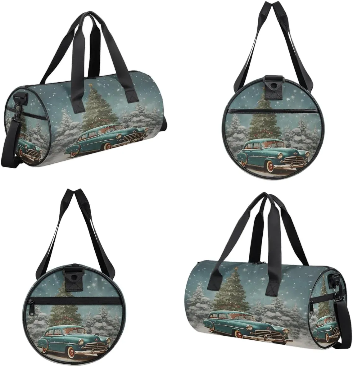 Gym Bags for Men Women Car Christmas Tree Sports Duffel Bags Carry On Travel Duffle Bag with Detachable Adjustable Shoulder Strap Overnight Weekender Bag