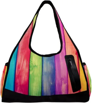 Gym Bags for Men,Travel Duffel Bags for Women,Vintage Wood Color Striped,Workout Bag