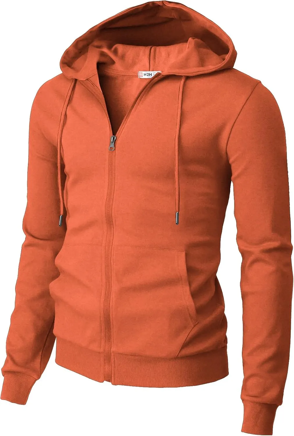 H2H Men's Zip Up Hoodie Lightweight Long Sleeve Basic Slim Fit Cotton SweatShirt with Pocket