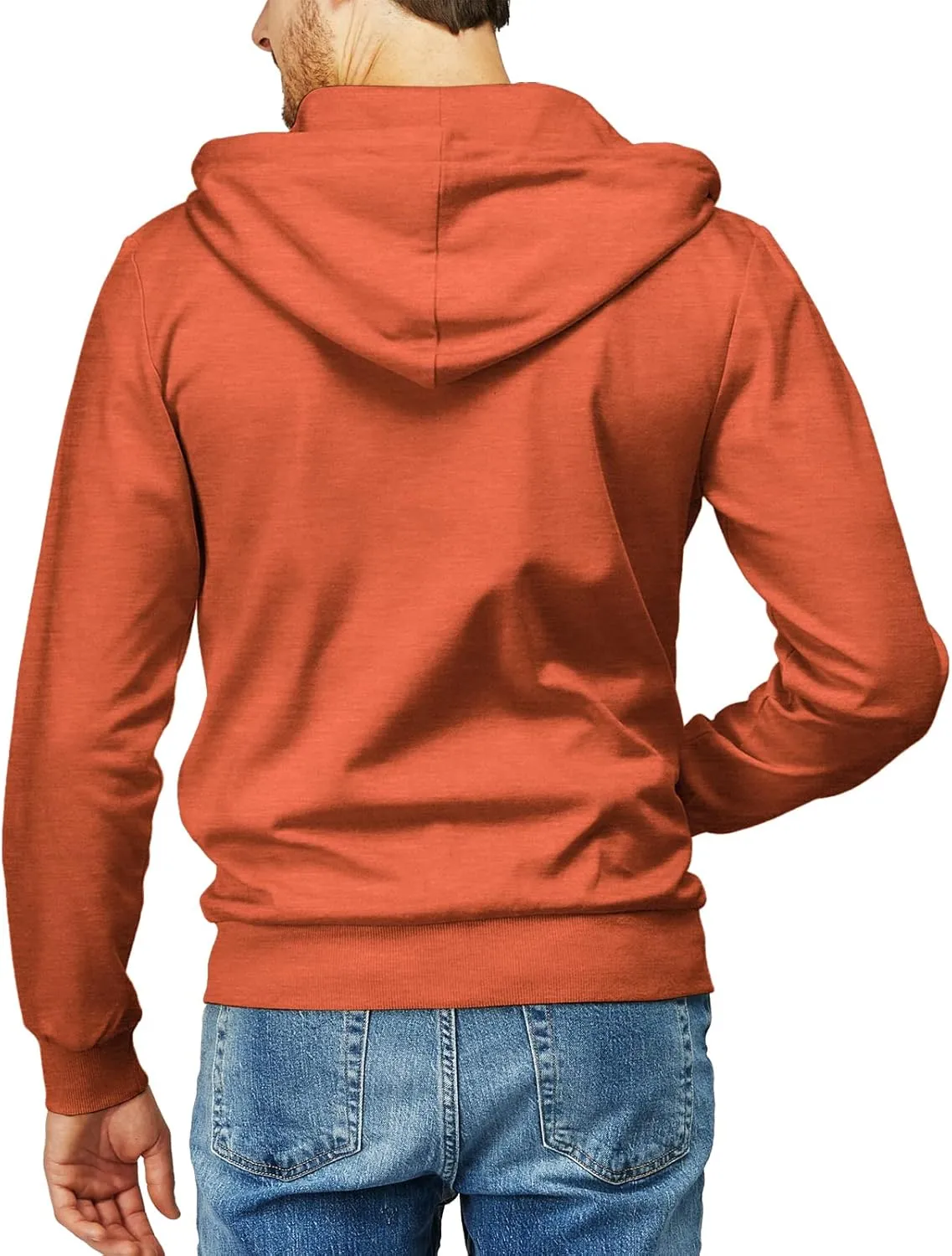 H2H Men's Zip Up Hoodie Lightweight Long Sleeve Basic Slim Fit Cotton SweatShirt with Pocket
