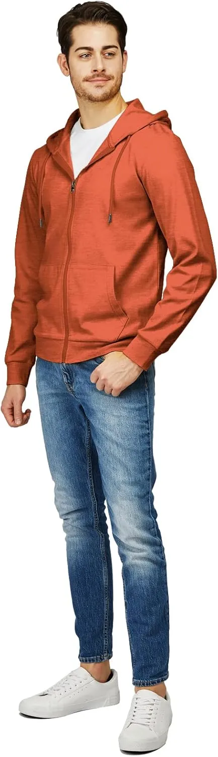 H2H Men's Zip Up Hoodie Lightweight Long Sleeve Basic Slim Fit Cotton SweatShirt with Pocket