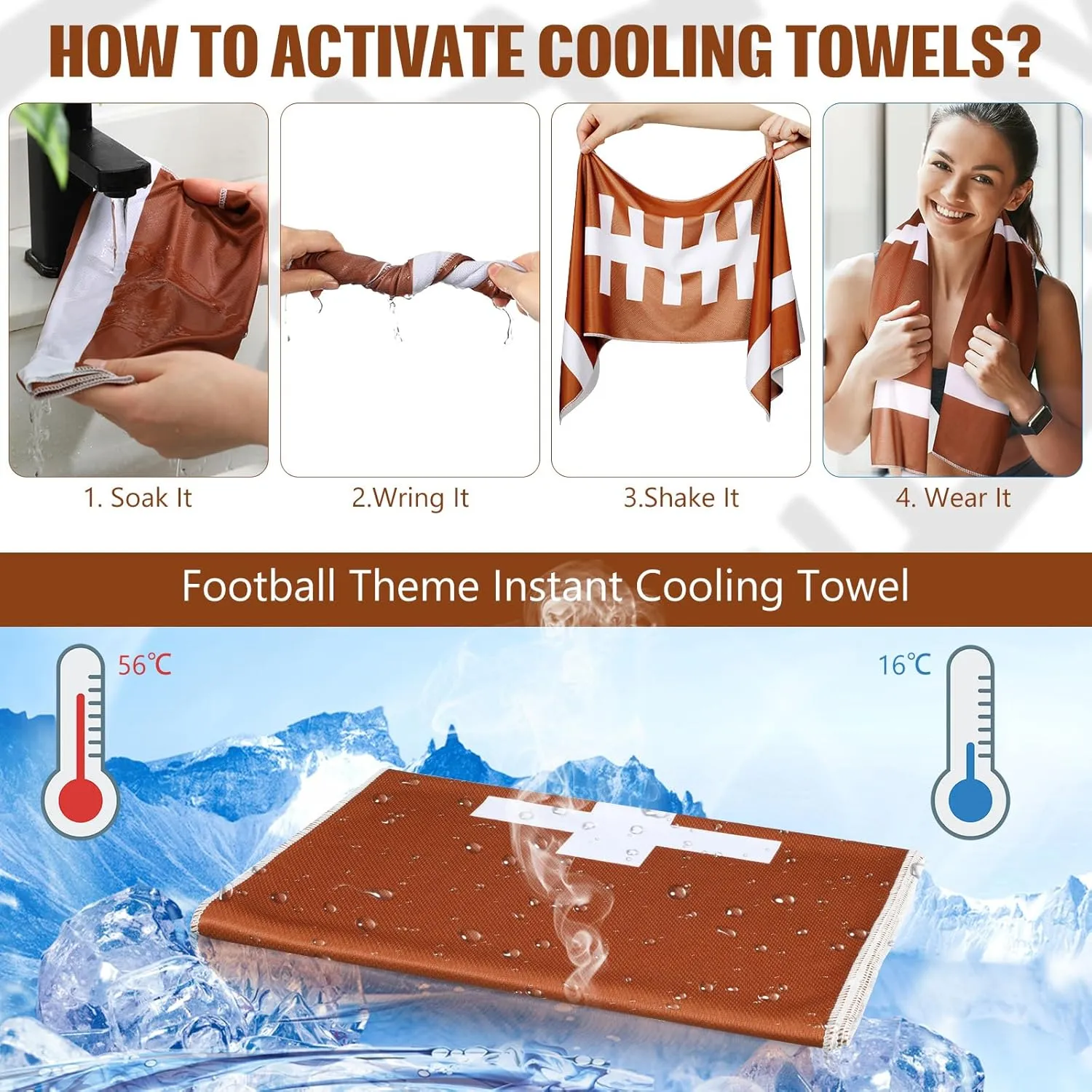 Hahafelt 24 Pcs Team Gifts, Including 12 Pcs Cooling Towels, 12 Pcs Drawstring Backpack Sports Party Favor for Kids Teens Players Athletes Gifts Sport Party Supplies