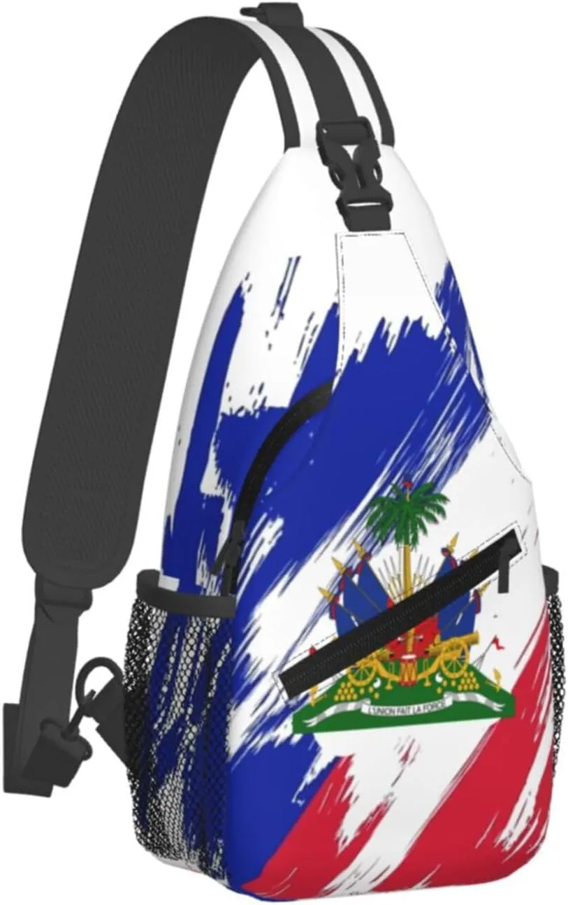 Haiti Shoulder Bag Haiti Flag Sling Backpack Daypack Casual Bag Haitian Backpack Bag for Outdoor
