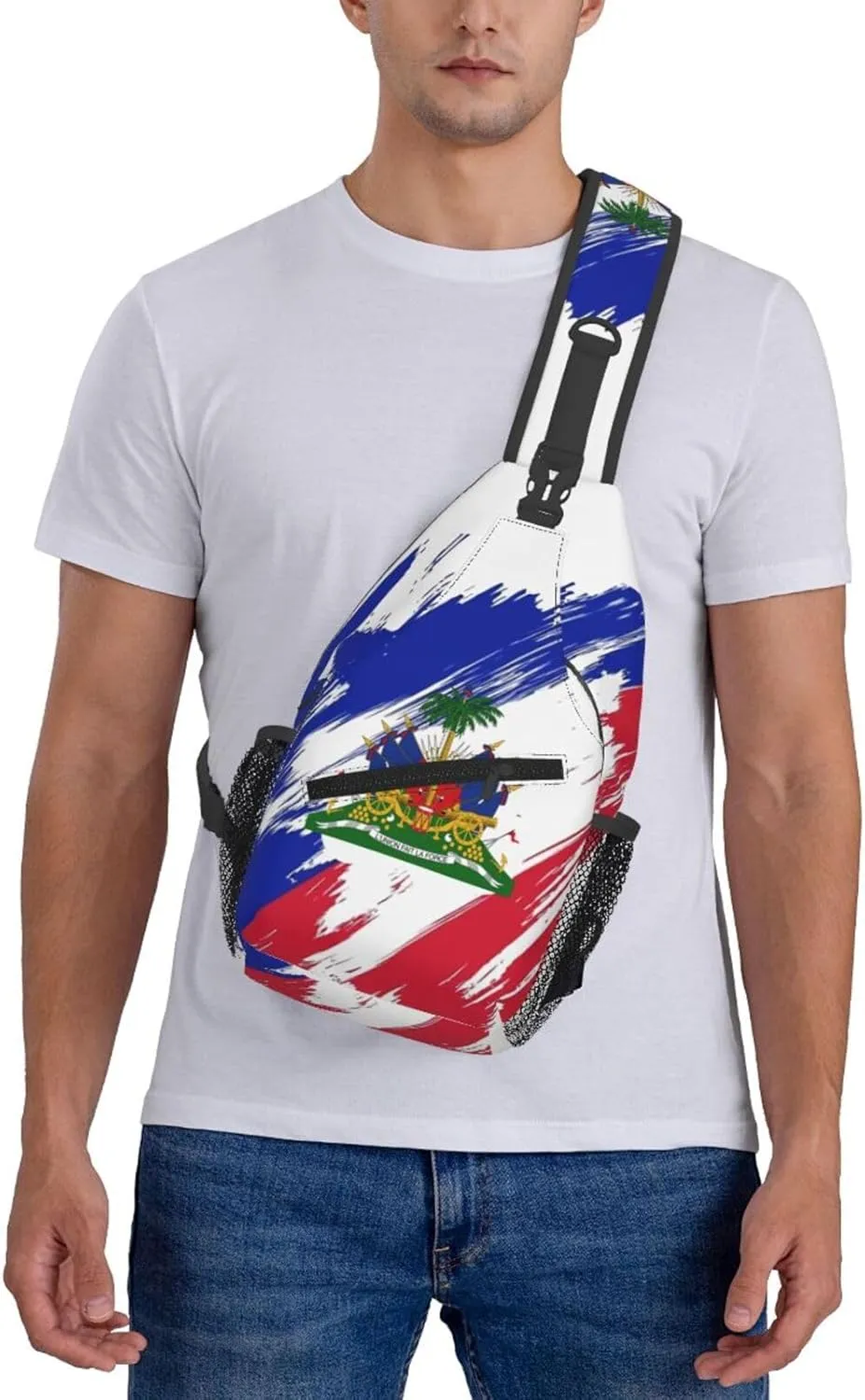 Haiti Shoulder Bag Haiti Flag Sling Backpack Daypack Casual Bag Haitian Backpack Bag for Outdoor