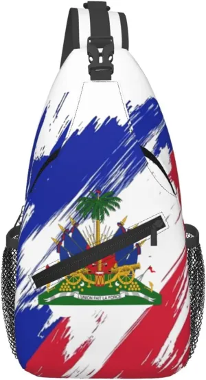 Haiti Shoulder Bag Haiti Flag Sling Backpack Daypack Casual Bag Haitian Backpack Bag for Outdoor