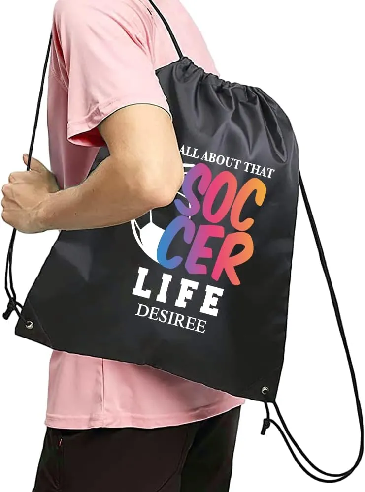 Haizct Soccer Life Drawstring Backpacks, Drawstring Bag for Men Women, Soccer Player Gifts, Unisex Drawstring Backpack Bag for Gym Shopping Sport Yoga Dance Rehearsal