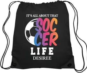 Haizct Soccer Life Drawstring Backpacks, Drawstring Bag for Men Women, Soccer Player Gifts, Unisex Drawstring Backpack Bag for Gym Shopping Sport Yoga Dance Rehearsal