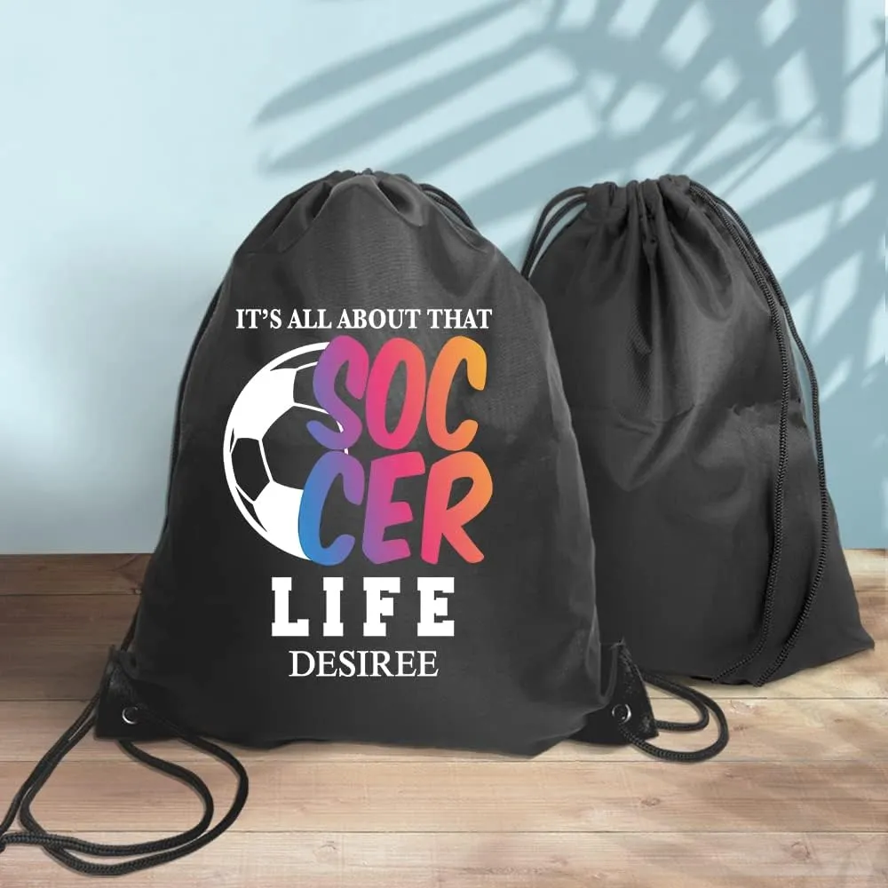 Haizct Soccer Life Drawstring Backpacks, Drawstring Bag for Men Women, Soccer Player Gifts, Unisex Drawstring Backpack Bag for Gym Shopping Sport Yoga Dance Rehearsal