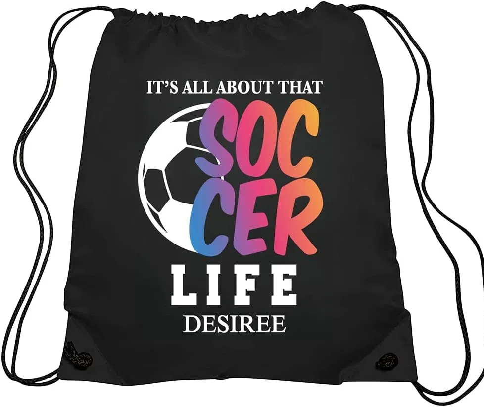 Haizct Soccer Life Drawstring Backpacks, Drawstring Bag for Men Women, Soccer Player Gifts, Unisex Drawstring Backpack Bag for Gym Shopping Sport Yoga Dance Rehearsal
