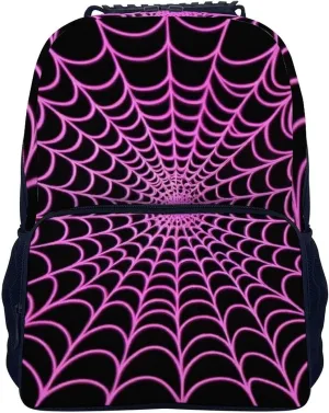 Halloween Purple Spider Web Rucksacks Polyester Anti-Theft Multipurpose Carry On Bag Large Capacity Gym Outdoor Hiking Backpack With Smooth Zippers