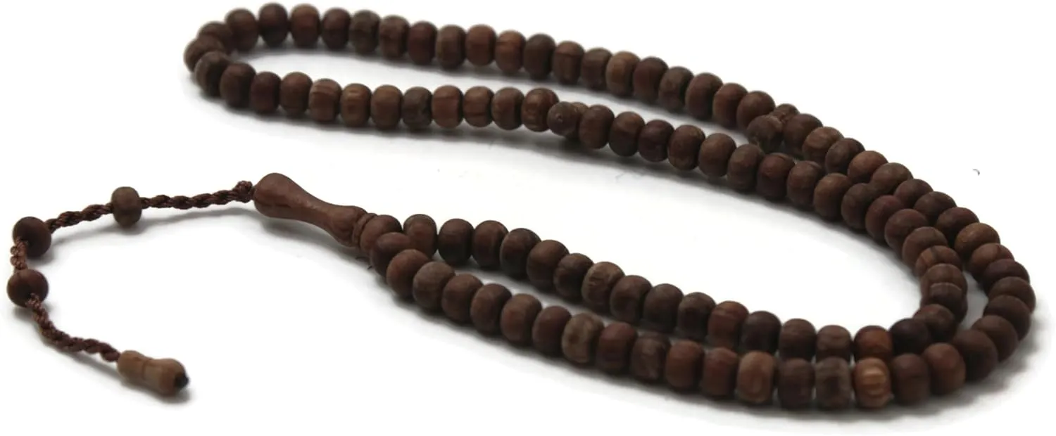 Handmade Juniper Wood 99 Beads Tasbeeh with Counter Misbaha Islamic Gift Tasbih Prayer Beads Tesbih 5x7 mm Small Size Dhikr Rosary