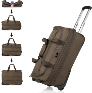 Hanke 20 Inch Expandable Carry On Luggage Suitcases with Wheels Foldable Duffle Bag for Travel Carry On suitcase Weekend Bag for Women Men（Coffee）