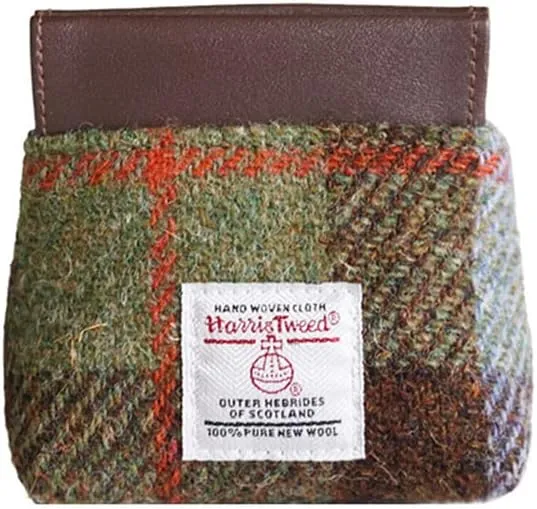 Harris Tweed Coin Purse Lipstick pouch,Wool PU Leather Portable Cosmetic Bags for Women (Amazon River)
