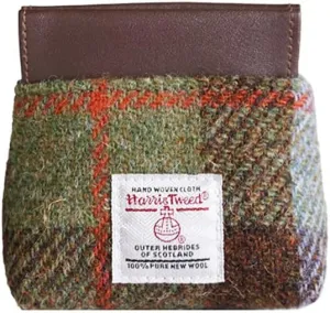 Harris Tweed Coin Purse Lipstick pouch,Wool PU Leather Portable Cosmetic Bags for Women (Amazon River)
