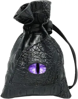 Haxtec Dice Bag Drawstring Leather DND Dice Pouch Dragon Eye Dice Bag for D&D Dice Coins and Accessories (Mama Dragon-Periwinkle) Patent Number D893867