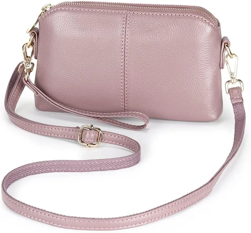 HBJWOV Cow Leather Black/Blue 5 Colors Small Shoulder Bag Women Zipper Crossbody Messenger Handbags Card Pocket