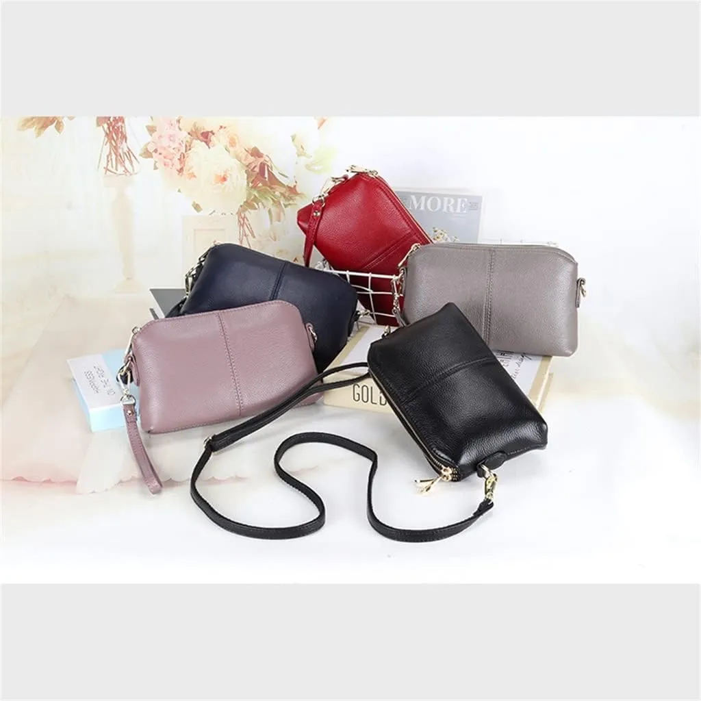 HBJWOV Cow Leather Black/Blue 5 Colors Small Shoulder Bag Women Zipper Crossbody Messenger Handbags Card Pocket