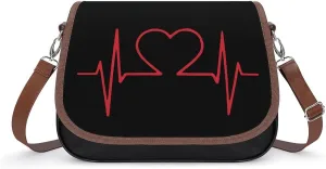 Heart Beat Love Trendy Crossbody Bags Purses for Women Casual Shoulder Handbags with Adjustable Wide Strap