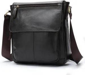 Hebetag Leather Shoulder Messenger Bag for Men Travel Business Crossbody Pack Wallet Phone Pouch Purse Pocket Daypack