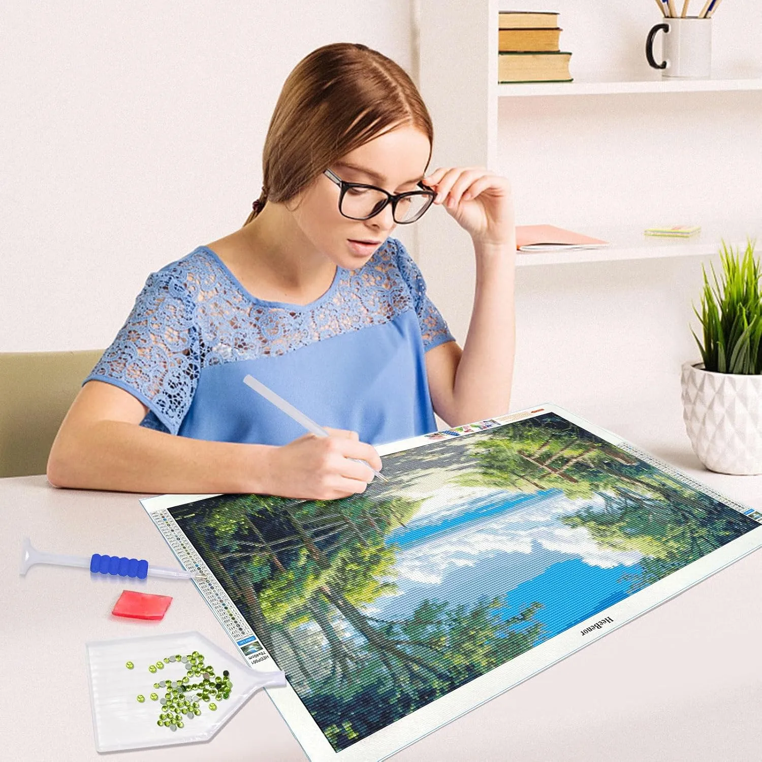 HeeBenor Large Diamond Art Kits for Adults, 5D Beach Diamond Painting Kits, DIY Full Drill Landscape Beach Diamond Art, Gem Painting Kit for Home Wall Decor, 27.5 X 15.7 Inch