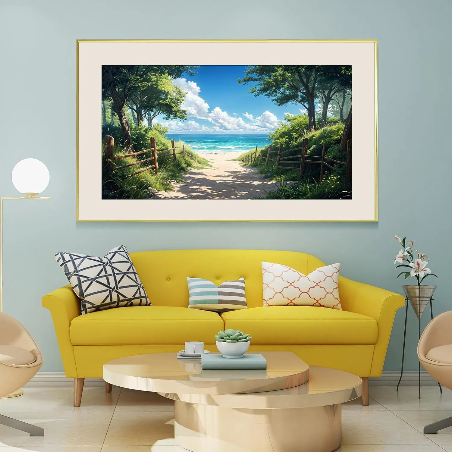 HeeBenor Large Diamond Art Kits for Adults, 5D Beach Diamond Painting Kits, DIY Full Drill Landscape Beach Diamond Art, Gem Painting Kit for Home Wall Decor, 27.5 X 15.7 Inch