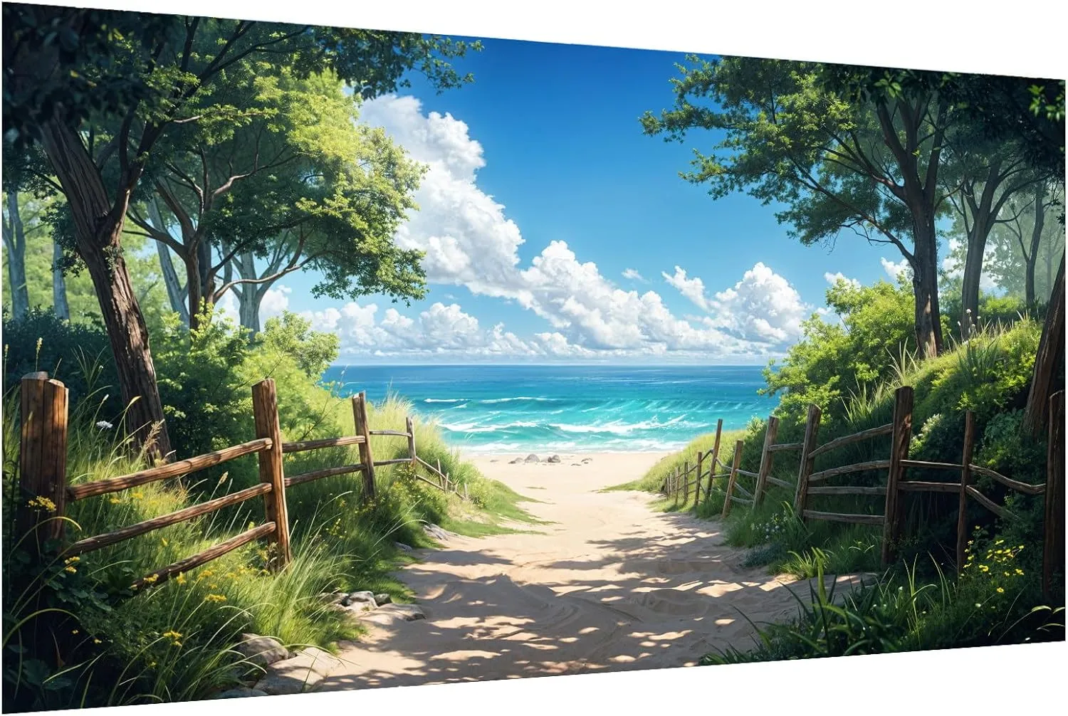 HeeBenor Large Diamond Art Kits for Adults, 5D Beach Diamond Painting Kits, DIY Full Drill Landscape Beach Diamond Art, Gem Painting Kit for Home Wall Decor, 27.5 X 15.7 Inch